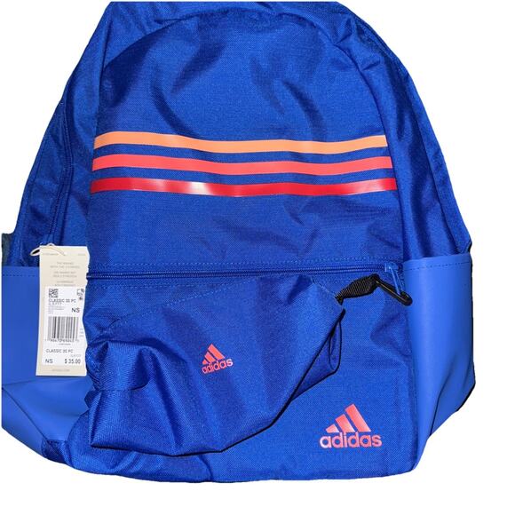 NWT Adidas Backpack Classic Horizontal 3 Stripes Blue IL5777 - Picture 1 of 5